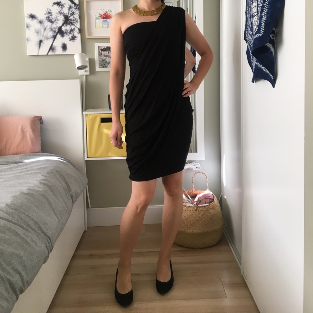 Rachel Roy Rayon One Shoulder Little Black Dress